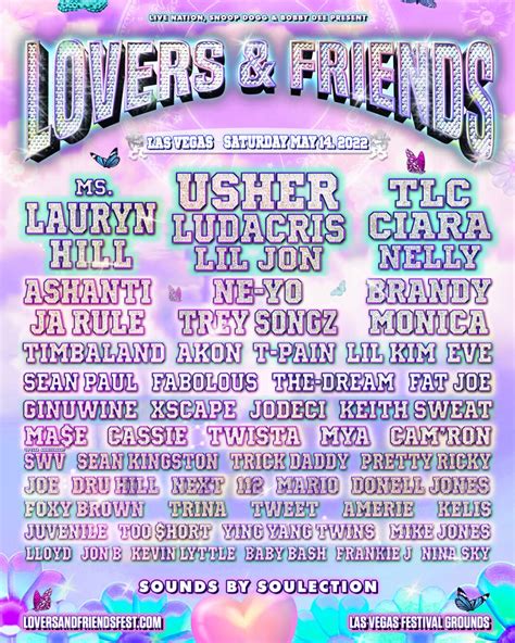 Lovers and friends festival 2024 - Lovers & Friends Announces 2022 Lineup f/ Usher, Lauryn Hill, TLC, Brandy, Monica, and More tara mahadevan · July 29, 2021 Chris Brown and Usher Perform at Lovers & Friends Music Festival ... 